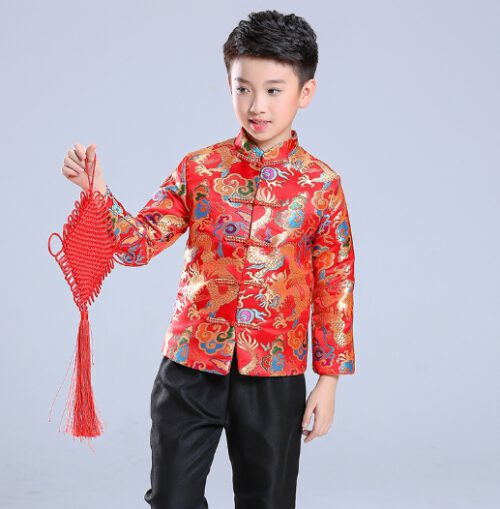 ชุดตรุษจีนเด็กชาย เสื้อแขนยาว สีแดง