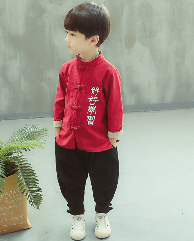 ชุดตรุษจีนเด็ก ชุดจีนเด็ก เสื้อคอจีนแขนยาว
