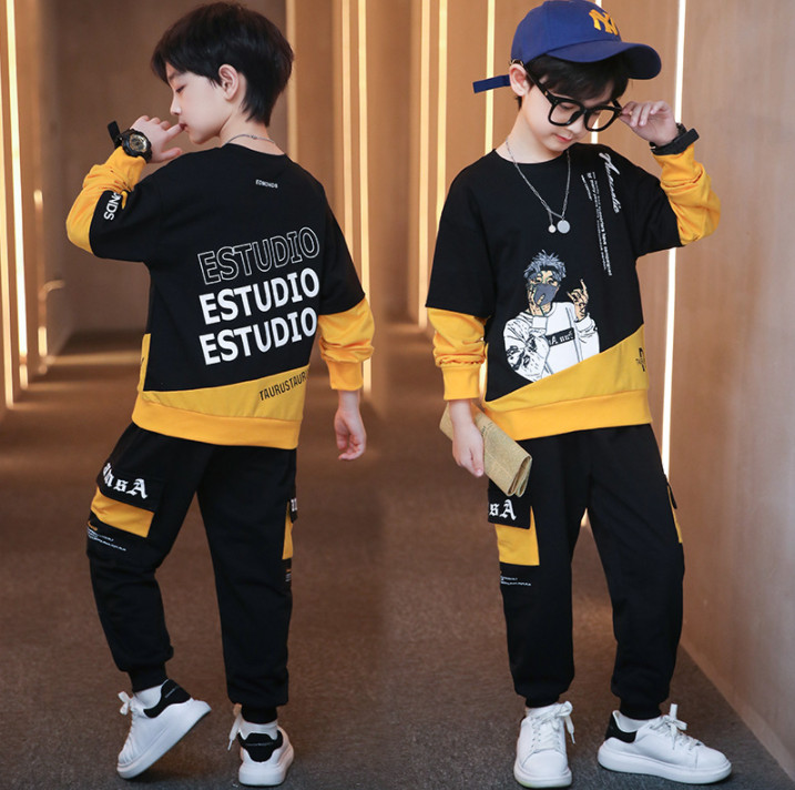 ชุดเด็กน่ารัก ชุดเด็กโต แฟชั่นเกาหลี เสื้อยืดแขนยาว ESTUDIO สีเหลือง พร้อมกางเกงขายาว สุดเท่ห์
