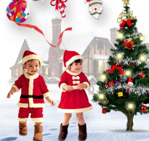 ชุดซานตาคลอสเด็กชาย ชุดคริสมาสต์เด็กชาย ชุดซานต้าเด็ก ชุดซานต้า พร้อมหมวก