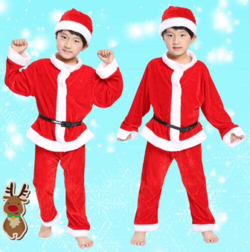 ชุดซานตาคลอสเด็กชาย ชุดคริสมาสต์เด็กชาย ชุดซานต้าเด็ก ชุดเสื้อแขนยาว พร้อมกางเกงและหมวก